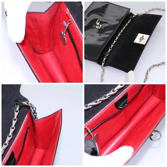 CELINE Chain Shoulder Bag Enamel Black Silver Auth ar13323 - Picture 16 of 16